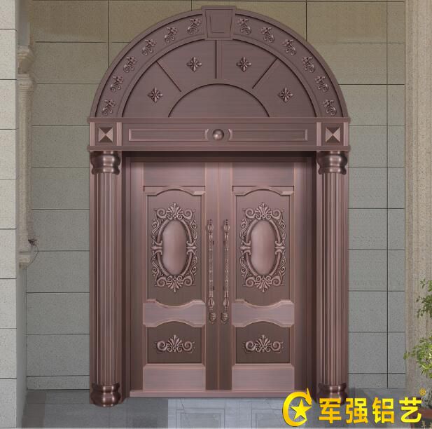 高档别墅豪宅选用带圆弧门头罗马柱铜门